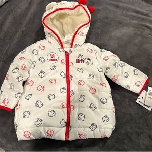 Hello Kitty White and Red Puffer Coat